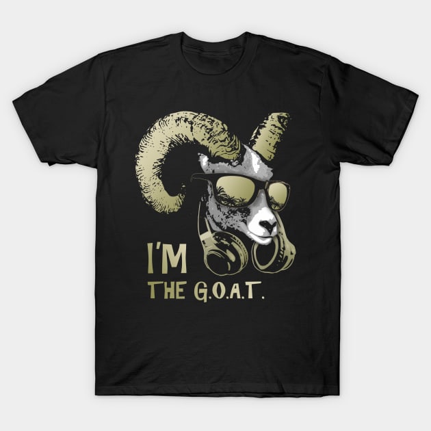 I'm The Goat Bling Cool and Funny Music Animal with Headphones and Sunglasses T-Shirt by Nerd_art